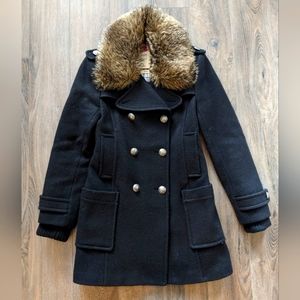 Aritzia Community Wool Coat with Faux Fur Collar, size XS